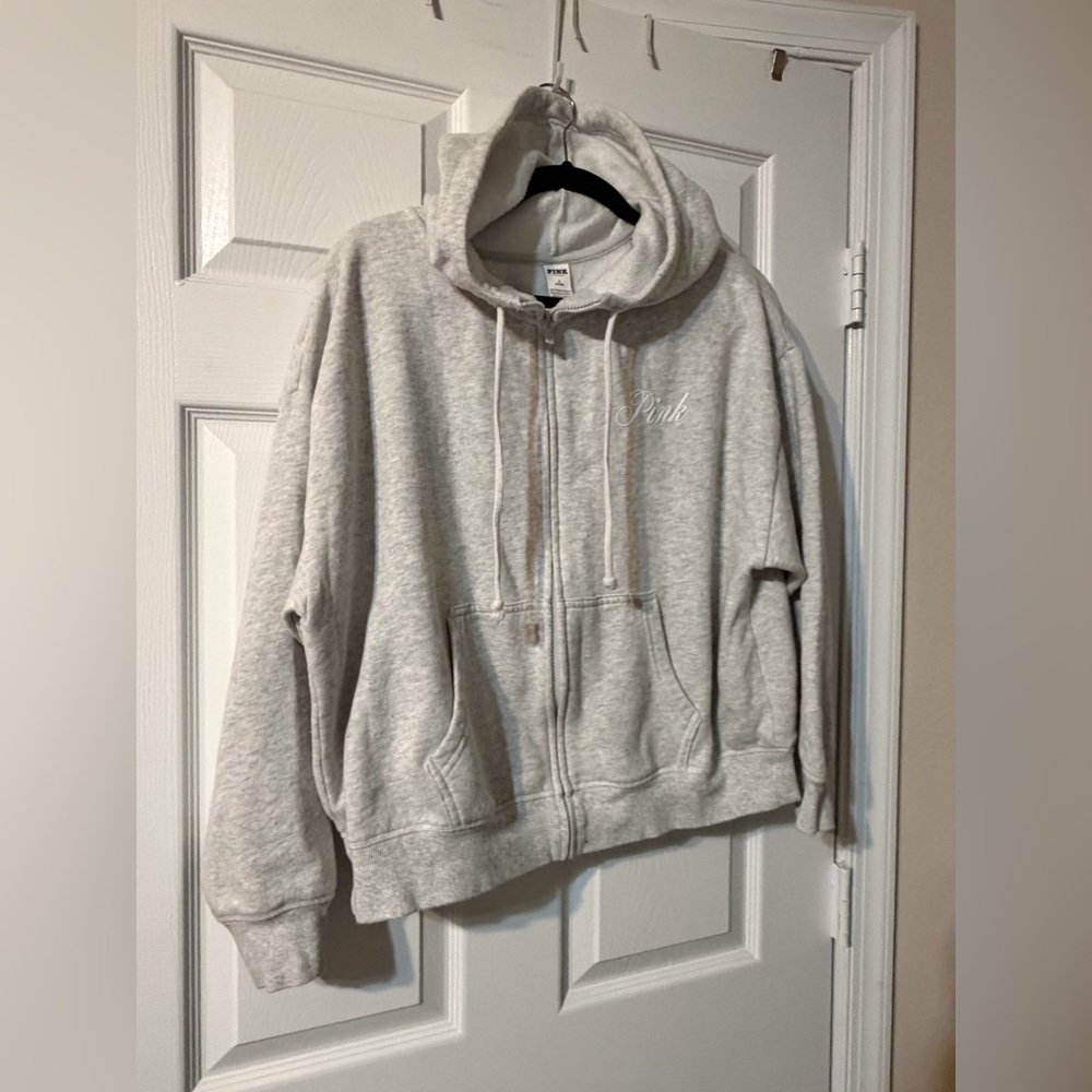 PINK Light Gray Fleece Jacket